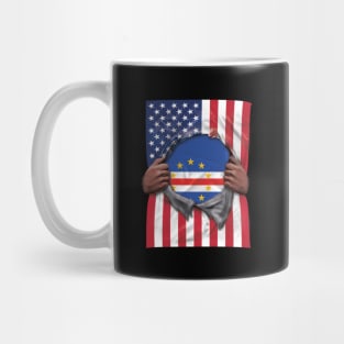 Cape Verde Flag American Flag Ripped - Gift for Cape Verdean From Cape Verde Mug